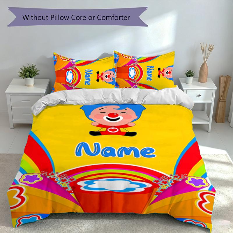 3pcs Custom Name plim plim Bedding Set,Includes 1 Duvet Cover and 2 Pillowcases,All-season Bedroom Decor