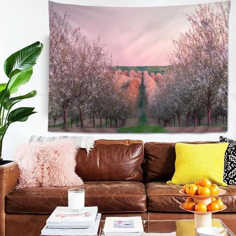 Office Living Room Tapestry Cherry Blossom Forest Tapestry Home Wall Decoration Tapestry
