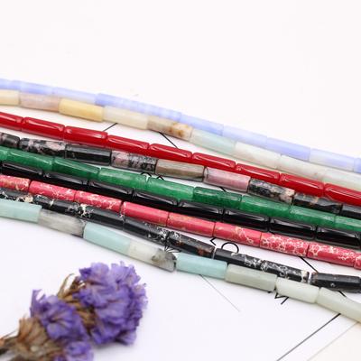 1 Filo di Perline di Pietra Naturale Lunghi Cilindrici di Cristallo di Quarzo Agata Perline Sciolte per la Creazione di Gioielli Accessori per Braccialetti Collana Fai da Te 7x13 Mm