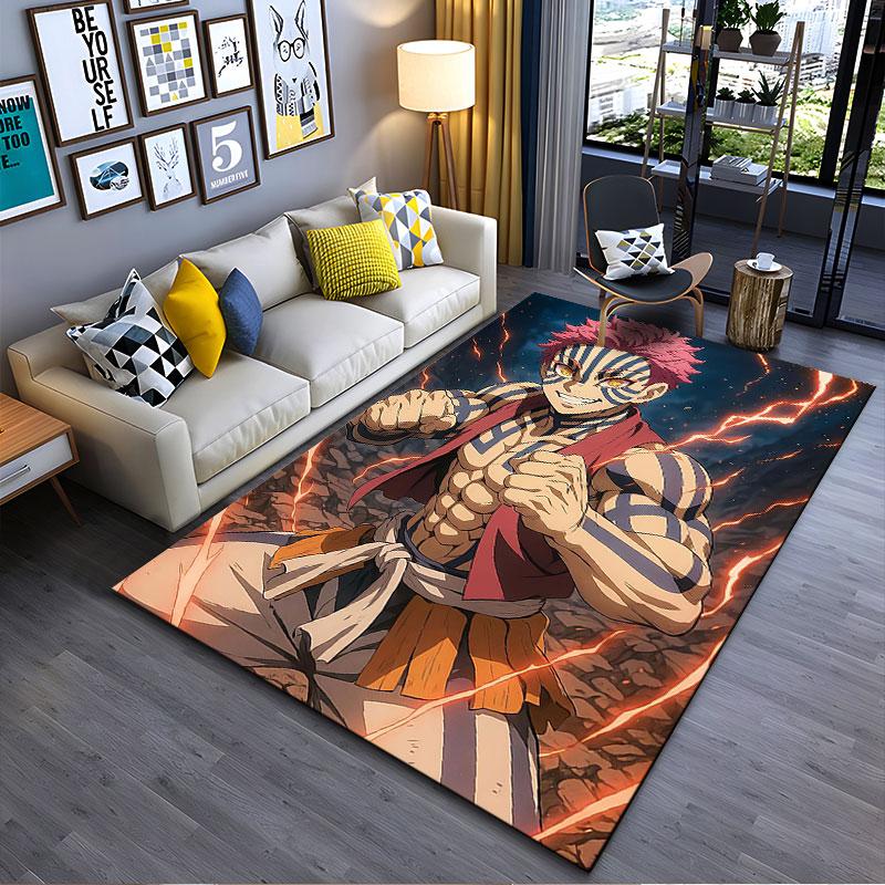 Anime Fighter with Lightning Pattern suitable as a non-slip mat for the living room or bedroom sofa