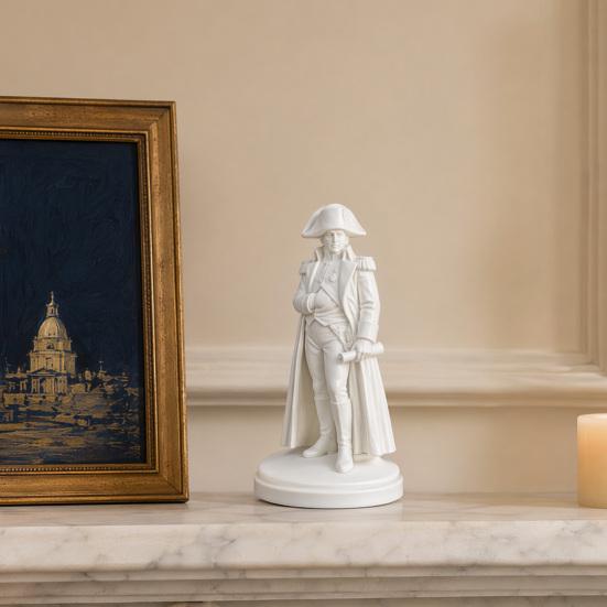 Handmade Painting Project 3D Printed Napoleon Statue with Military Coat, Turban & Scroll, Vintage Historical Desktop Decor Classic Design Figurine,