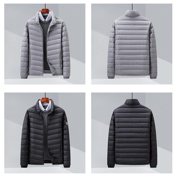 Men's Stand Collar Lightweight Down Jacket with Hood - Autumn/Winter 2025 Collection