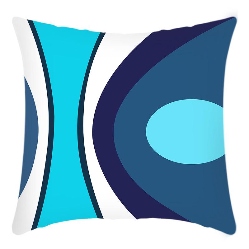 

New Abstract Print Blue Simple Short Plush Line Print Pillow Pillow Cover Premium Durable Quality Useful Practical 45 * 45Cm pillowcase