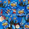 [] Super Theme Degradable Disposable Paper Plate Paper Cup, Birthday Party Plate