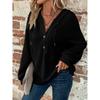 Autumn Solid Color Hooded Button Loose Long Sleeve Sweatshirt