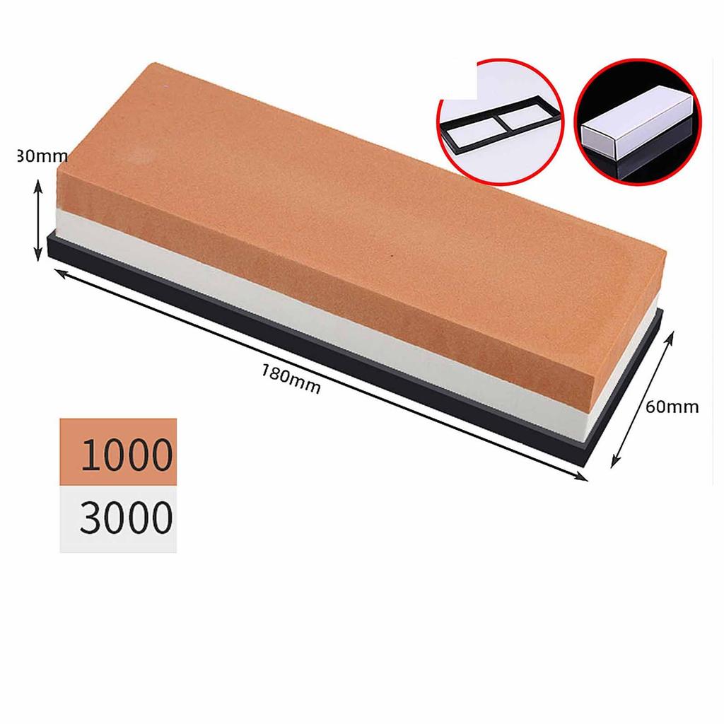 Double-Sided Oilstone Strips Whetstone Set with Base, Household Kitchen Knife Sharpening Stone, Outdoor Tool Polishing Stone