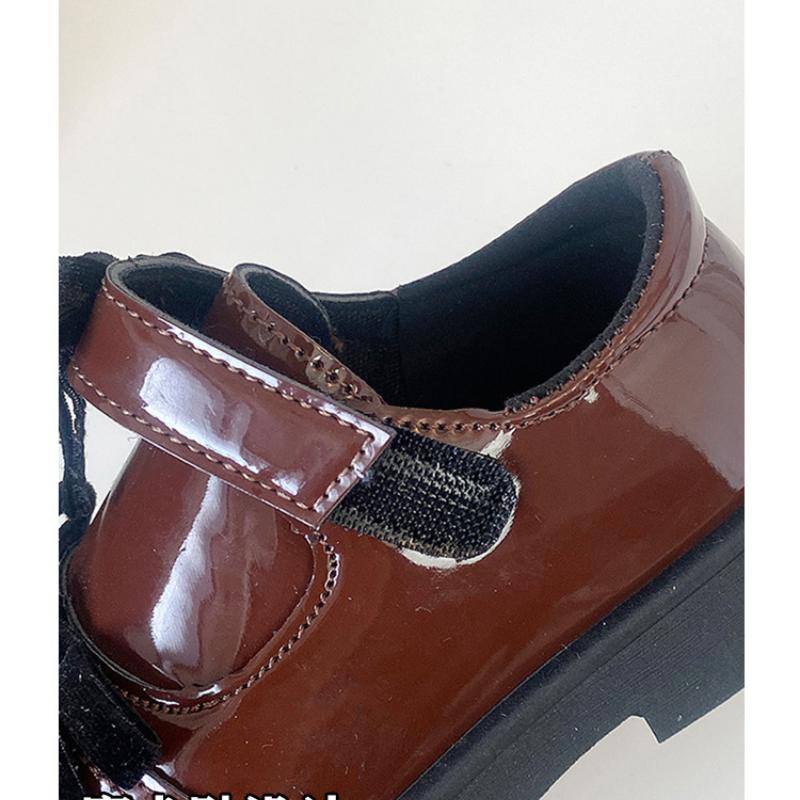 Double Bow Patent Leather Children Girl Performance Comfortable Soft Sole Leather Shoes