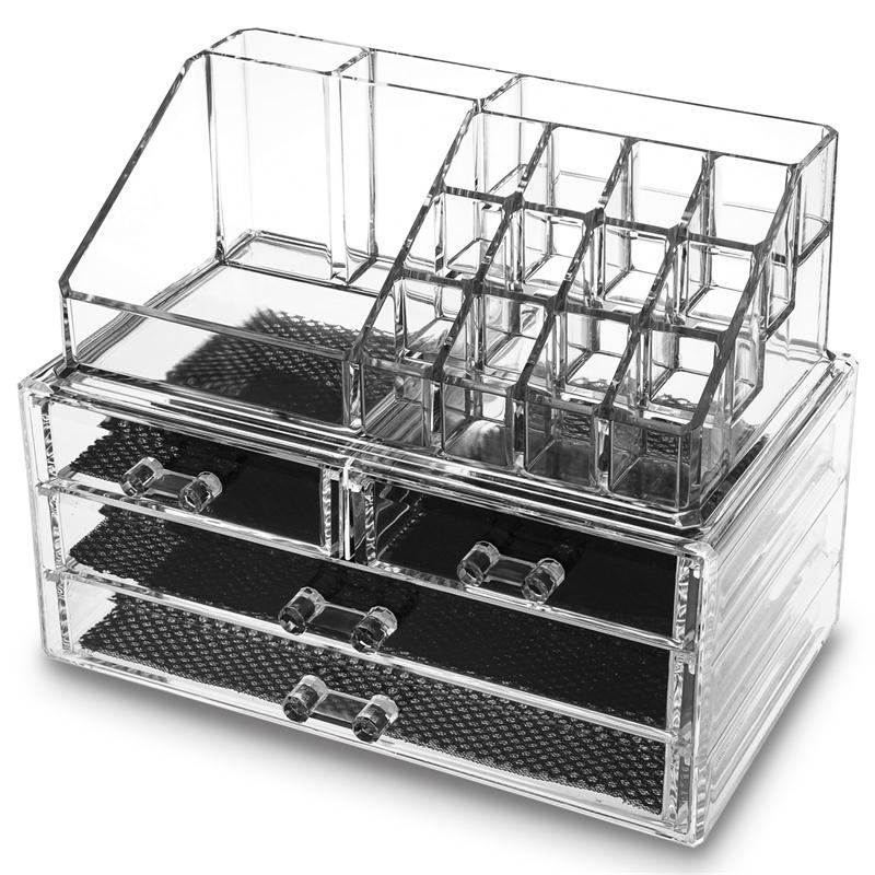 MOSIKER Organizador de almacenamiento de maquillaje acrílico transparente con cajones, 4 cajones MOSIKER Organizador de almacenamiento de maquillaje acrílico transparente con cajones, 4 cajones