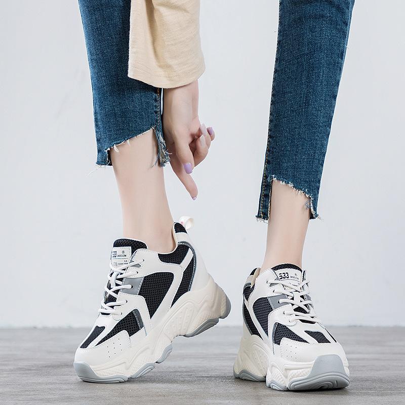 Dad Shoes New Autumn and Winter Thick-soled Inner Height Increase Sports Ins Tide Mesh Breathable Mesh Shoes