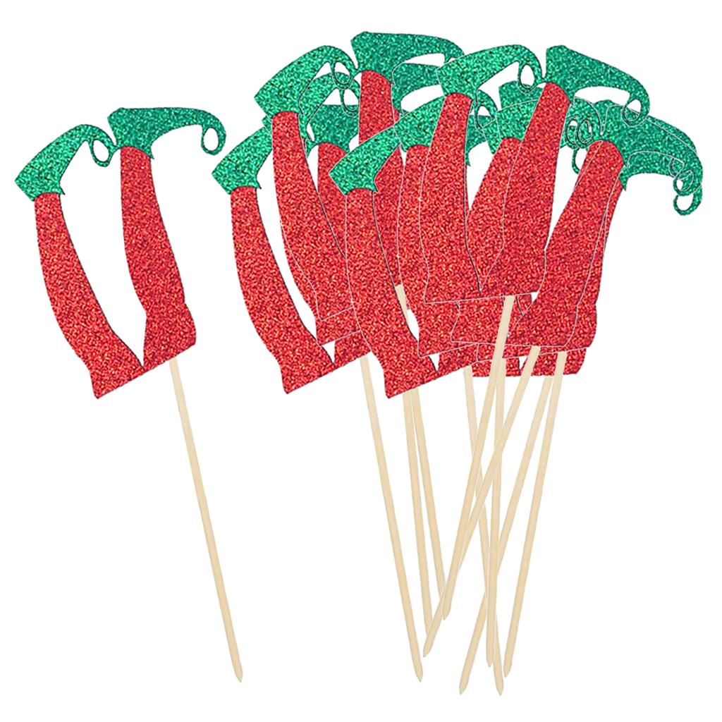 12pcs Christmas Elf Leg Cupcake Picks Cake Topper Christmas Party Decor 12pcs Christmas Elf Leg Cupcake Picks Cake Topper Christmas Party Decor