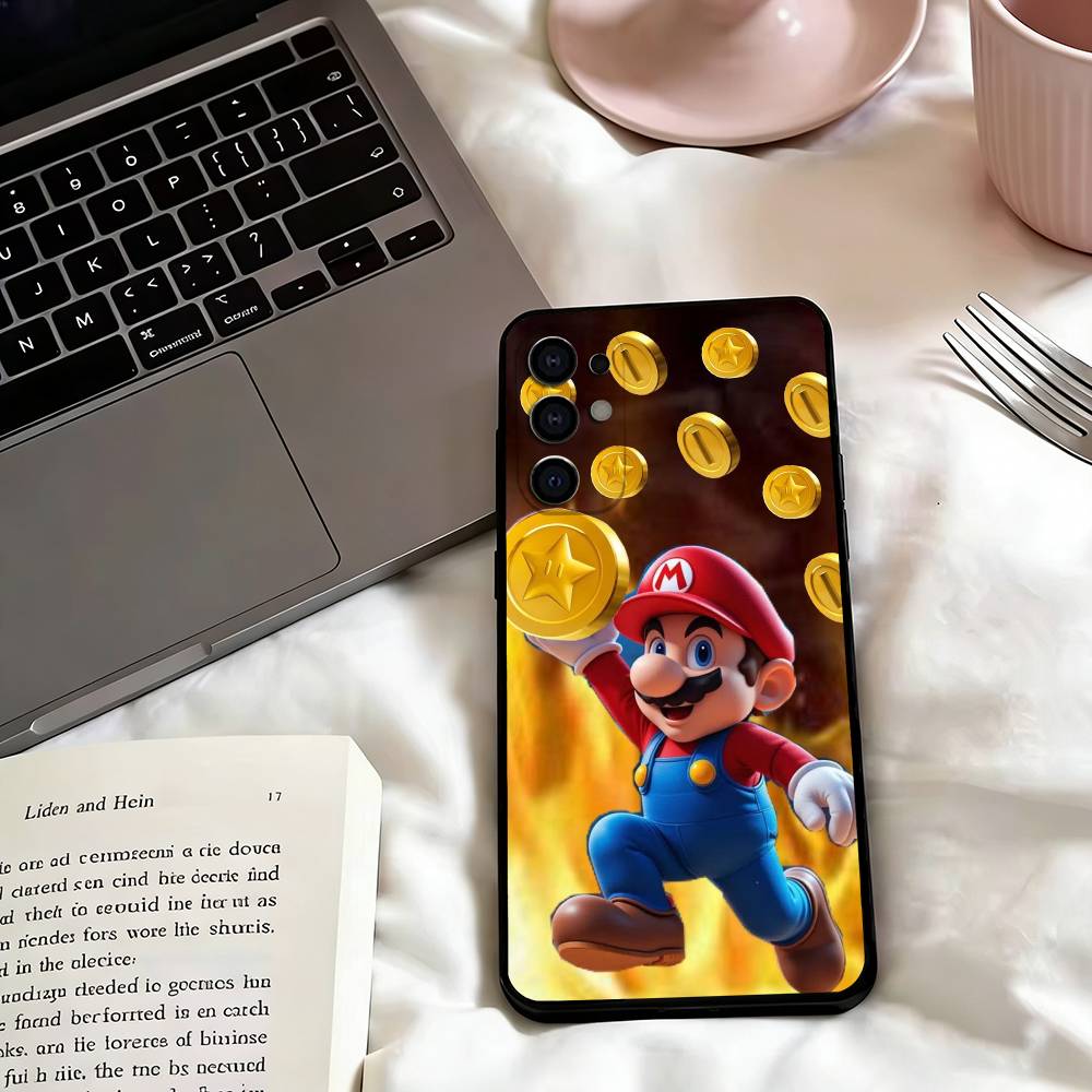 Games M-Mario Cartoon Phone Case For Samsung S25,S24,S21,S22,S23,S30,Ultra,S20,Plus,Fe,Soft Silicone Black Cover