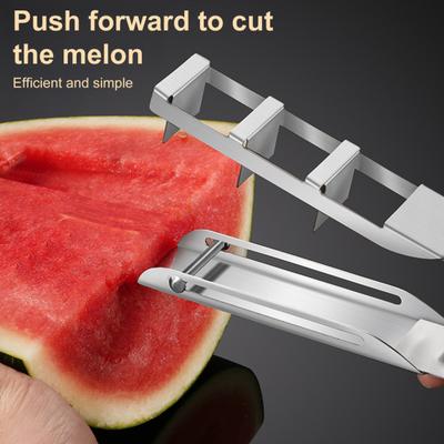 Yousheng Wassermelonen-Schneider Obstschneider Würfelschneider Edelstahl Melonenschneider Rostfrei Tragbar Wassermelonen-Schneidwerkzeuge für Camping Grillpartys