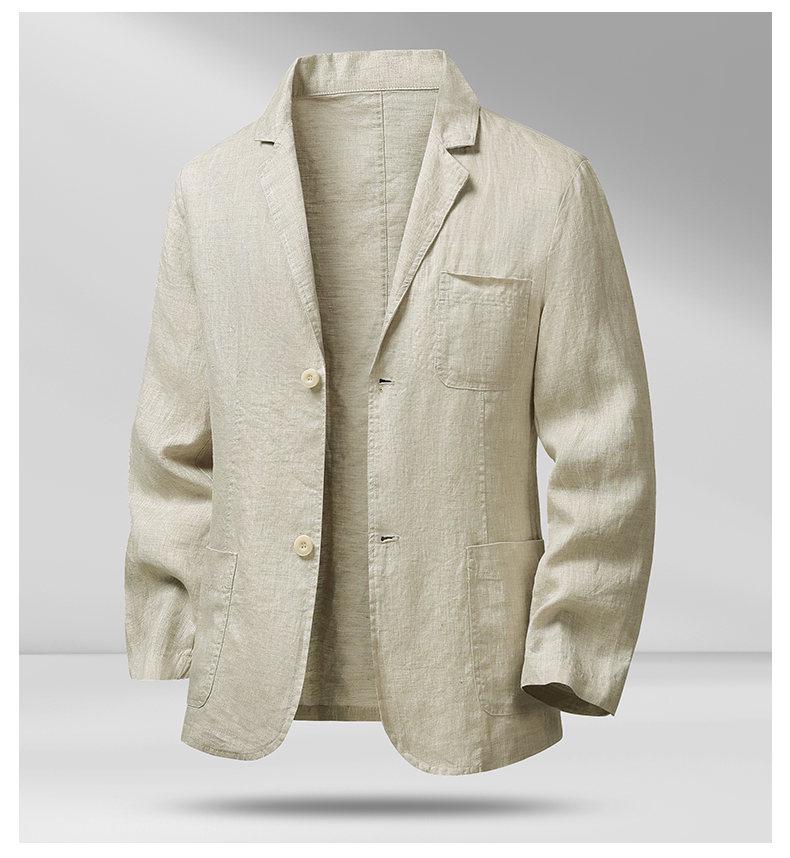 Men's Lightweight Linen Blazer - Light Blue, Breathable, Spring/Summer Casual Suit Jacket
