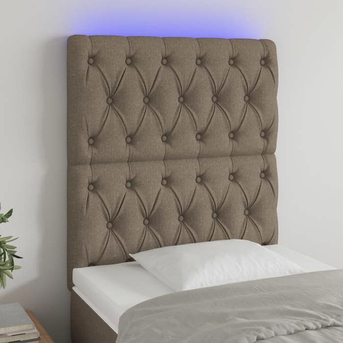 VidaXL Tête de Lit à LED Meuble de Chambre à Coucher Accessoire de Lit Simple Tête de Cadre de Lit Intérieur Taupe 3122738