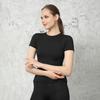 Women Sports Top Solid Color High Elastic Quick Drying Workout Shirt Short Sleeve Crew Neck Gym Apparel for Yoga Fitness