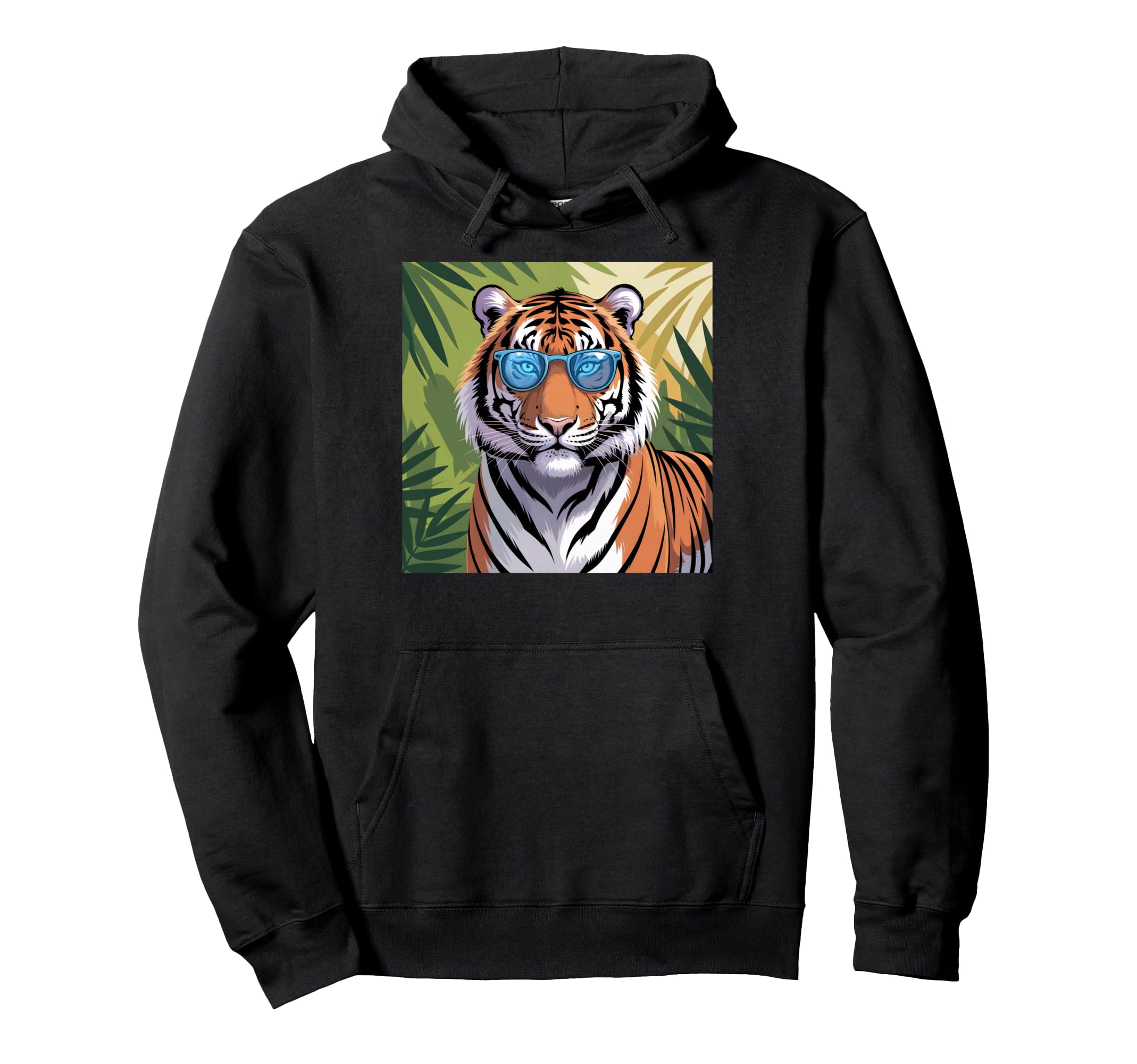 

Tiger Print Hoodie with Tiger Sunglasses and Blue Tiger Costume for Adults