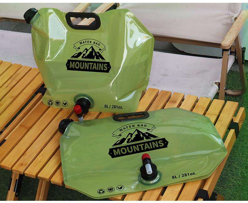 Portable Foldable Water Bag, Large Capacity Outdoor Camping Water Storage Bucket with Tap, Hiking Water Container Carry Handle