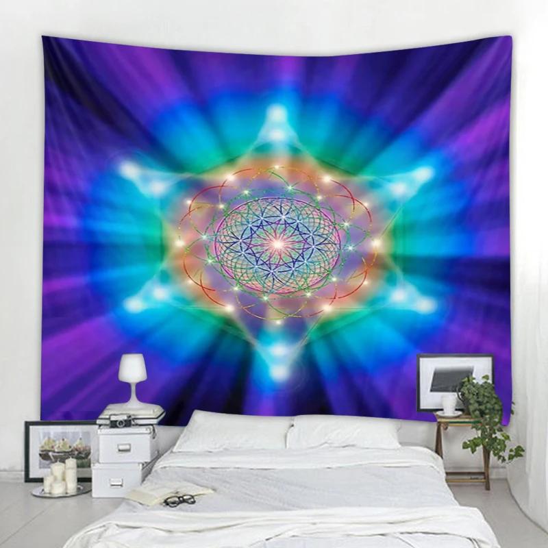 Sacred Geometry Tapestry Bohemian Hippie Mandala Tapestry Meditation Theme Tapestries Witchcraft Astrology Pattern Wall Hanging