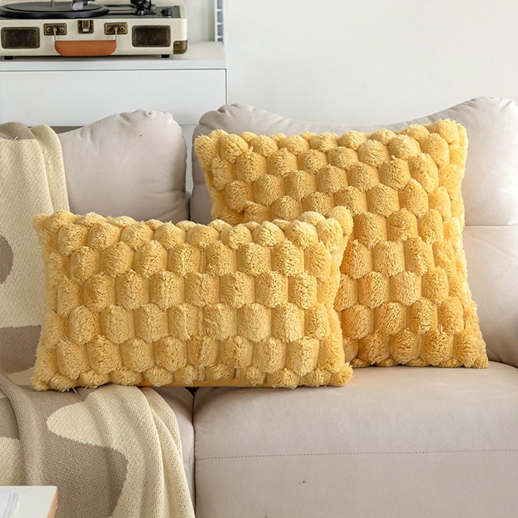 Pineapple Plush Lines Pillowcase Bedroom Imitation Rabbit Velvet Sofa Cushion