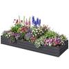 Metal Raised Garden Bed Planter Box Outdoor Planters for Growing Flowers, Herbs, Grey, 241x90.5x30cm