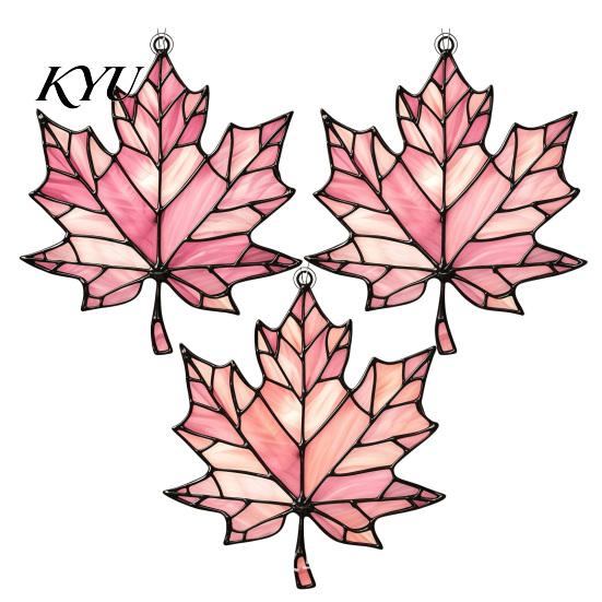 Halloween Party Decor Acrylic Maple Leaf Suncatcher for Autumn Home Decor, Stained Glass Room Atmosphere Style Window Hanging Ornament Thanksgiving