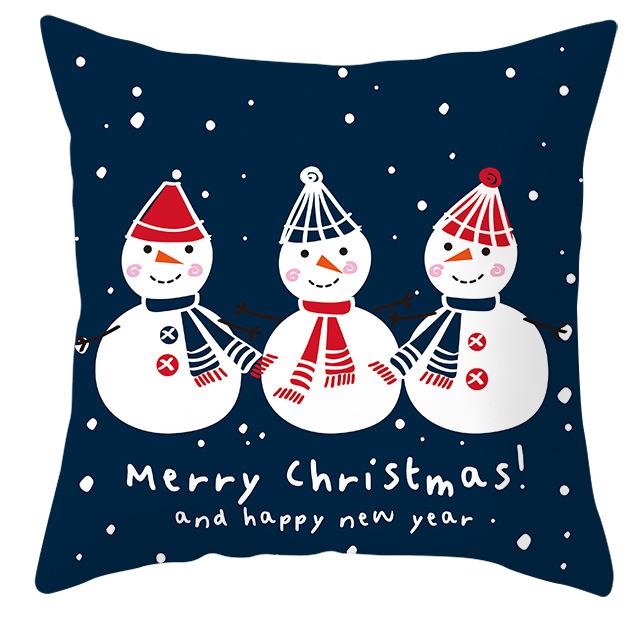 New Blue Snowflake Pillow Cover Winter Christmas Snowman Cushion Cover