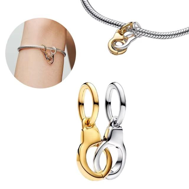 Placcato Oro 18K Rame Fascino Infinito Amore Adatto Bracciale Originale Ciondolo Cuore Madre Fiore Perla San Valentino