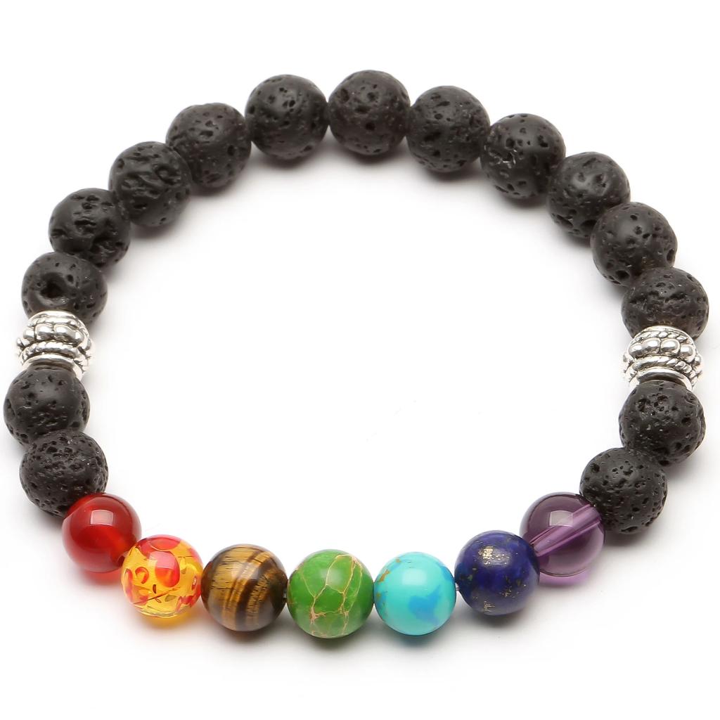 Classic 7 Chakra Beads Bracelet Natural Stone Black Rope Braided Yoga Reiki Healing Balance Bracelets & Bangles Meditation Gift