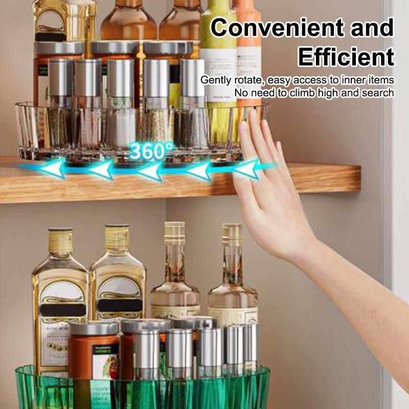 1Pc 360° Rotating Desktop Storage Spice Rack Large Capacity Condiments Organizer for Kitchen Bathroom Cosmetic Perfume Box