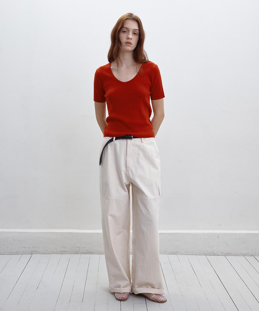 BUT'TON Slik U-Neck Knit (Red)
