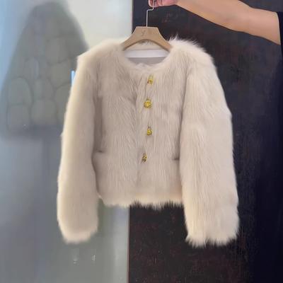 New Imitation Fox Fur Coat Women's Clothing Autumn and Winter Little Lady Short Light Temperament Fluffy Top