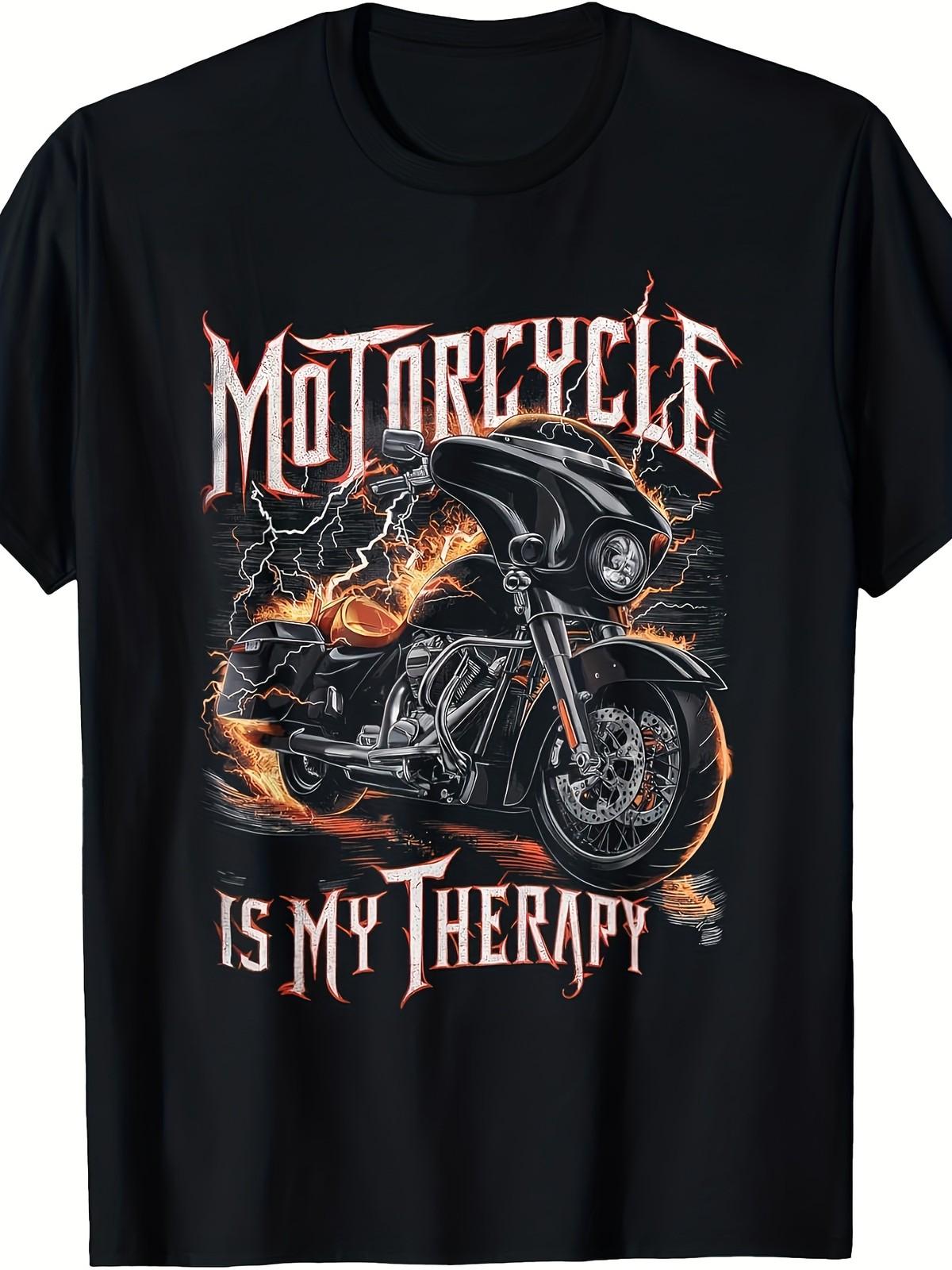 Men s Retro Ghost Fire Motorcycle Graphic T-Shirt Sporty Stylish Short Sleeve XXXXL