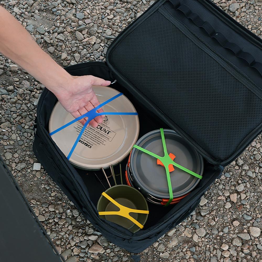 Outdoor Camping Tableware Storage H-shaped Silicone Strap Elastic Color Tie Cutlery Cross Strap Cutlery Packing Strap Camping