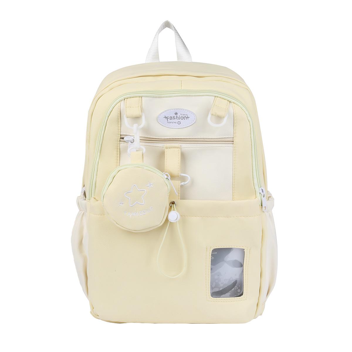 

Versatile contrasting color college schoolbag female, cute large-capacity backpack, junior high school student backpack