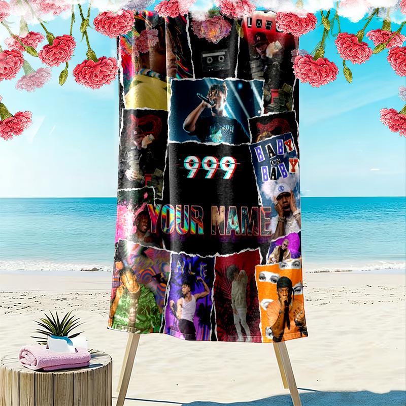 Name Custom 999 rapper Print Beach Towel, Large Soft Quick Dry Towel for Beach Camping Swimming