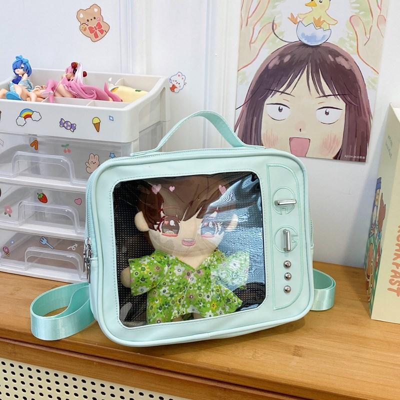 

Campus Versatile TV Pain Bag JK Bag Cute Female Transparent Bar Pain Bag Large Capacity Baby Bag Crossbody Backpack No accessories included. зелёный