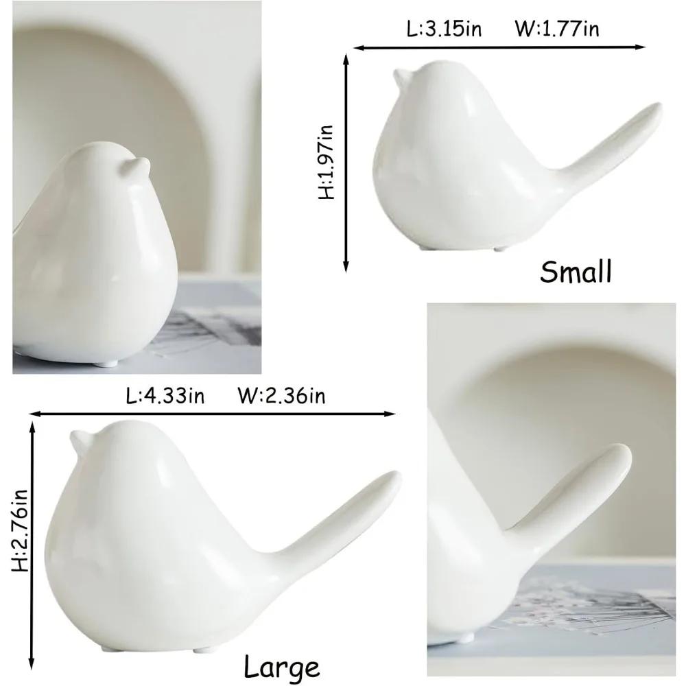 

2pcs Cute White Bird Statues, Ceramic Fat Bird Figurines, Modern Home Office Desktop Decor, Minimalist Shelf Ornament