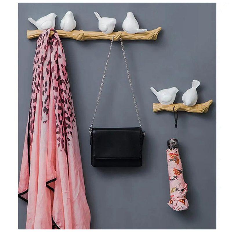 ABJI-Wall Decorations Living Room Holder Resin Bird Key Hook Kitchen Coat Clothes Towel Hat Handbag Holder,B