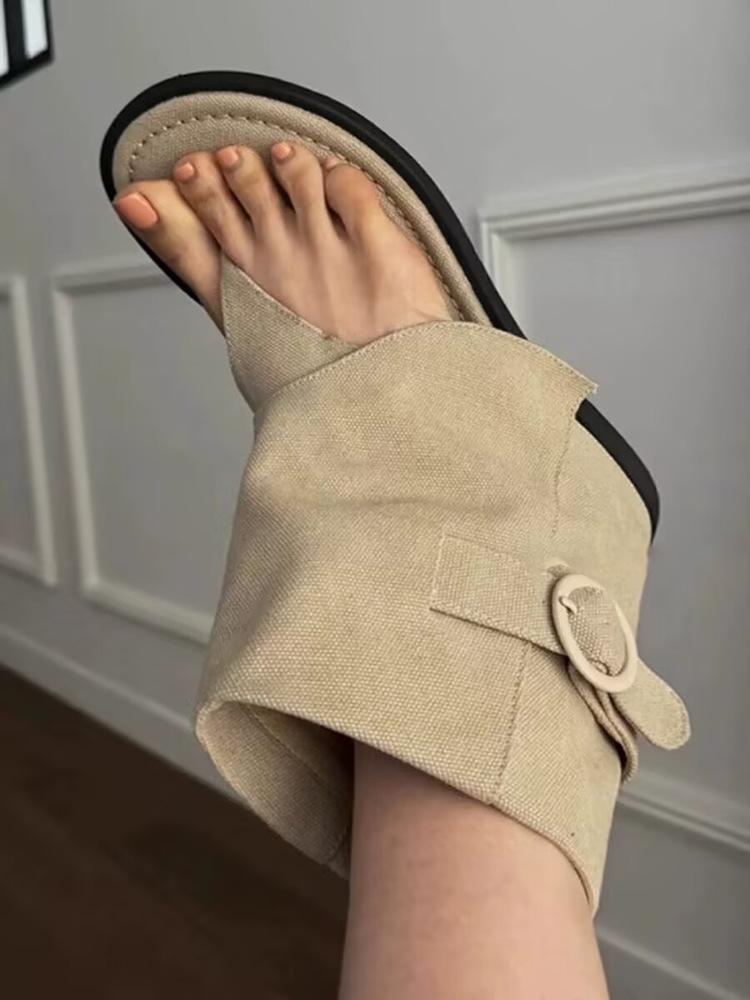 Summer New Short Tube Flat Toe Toe Sandals Women Wear Versatile Sandals Cool Boots