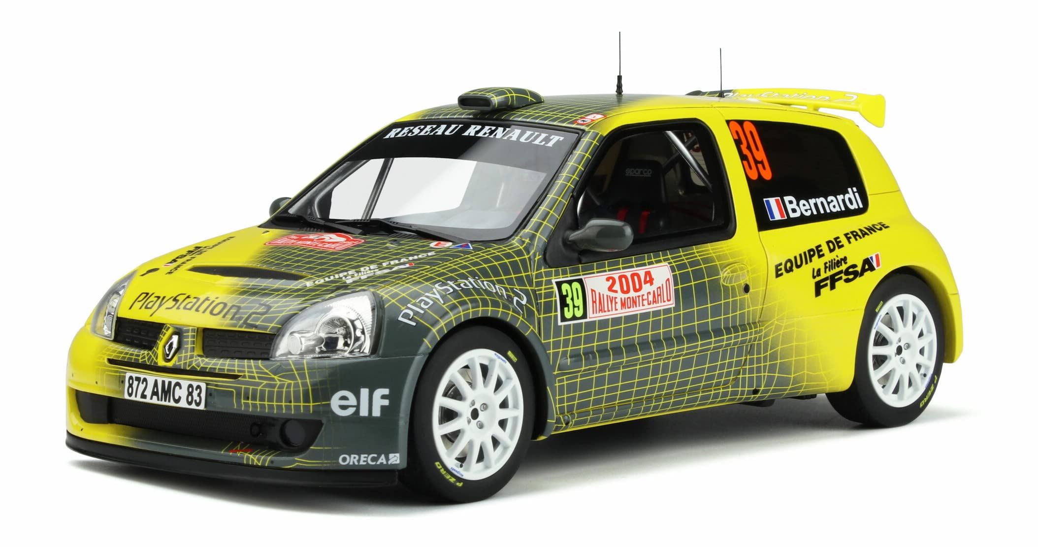 

OttO mobile Renault Clio Super 1600 Готовая миниатюрная модель OTM389 1/18 Желтый/Серый