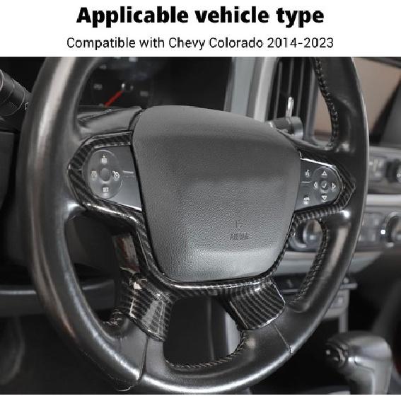 Carbon Fiber Steering Wheel Decoration Cover Trim For Chevrolet Colorado 2014+
