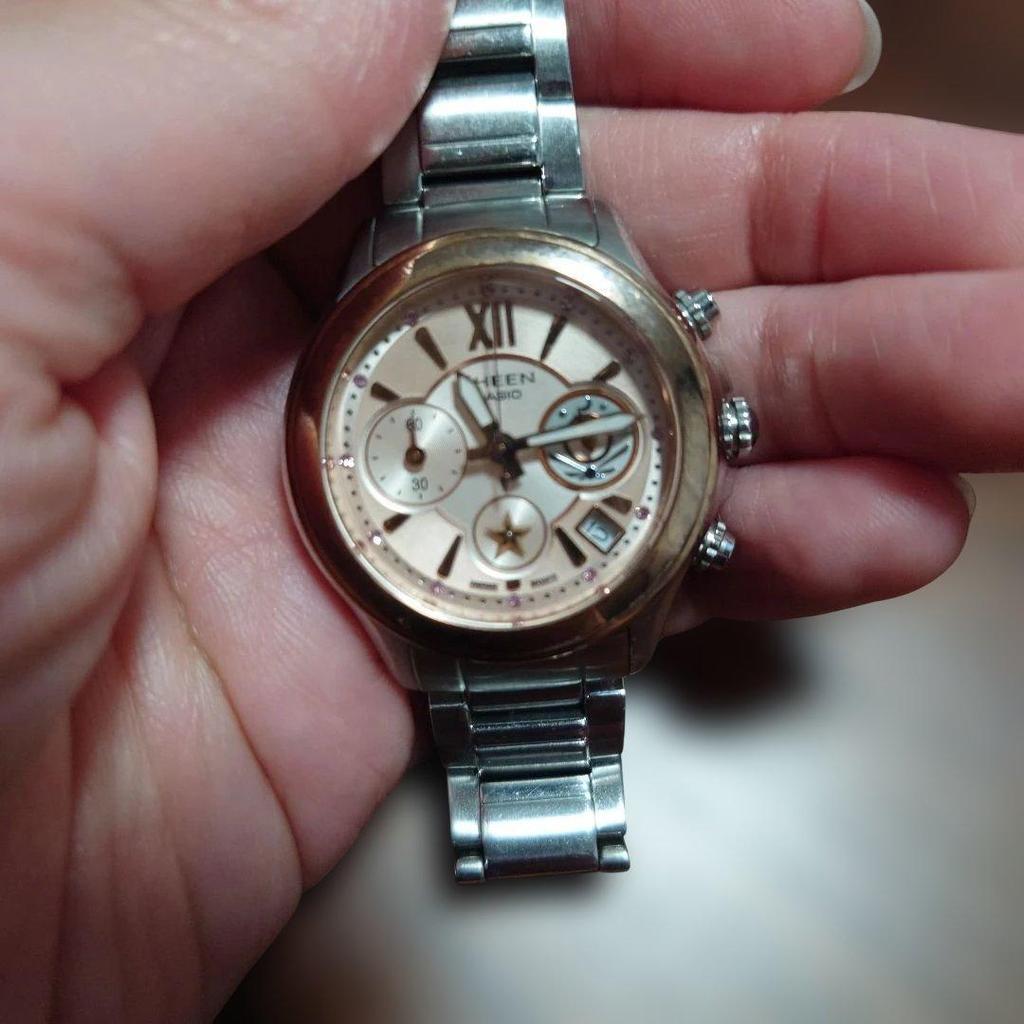 Used CASIO SHEEN Pink Gold Chronograph Watch