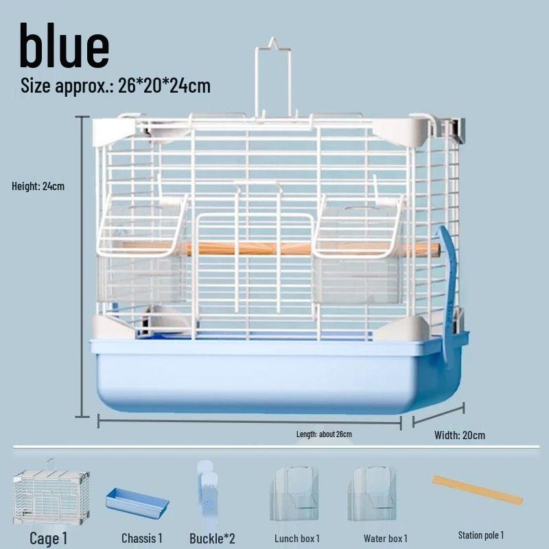 Deluxe Horizontal Wire Parrot Cage for Budgerigars - Anti-Splash Design