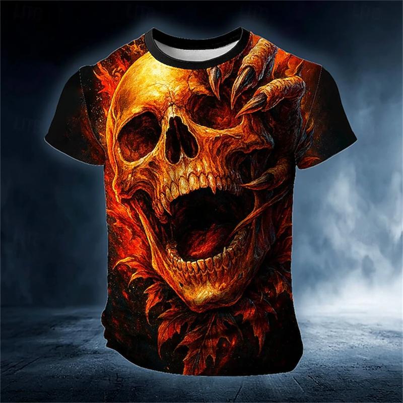 Summer Men's 3D Printed Crew Neck T-Shirt Fashion Versatile Breathable Trend Casual