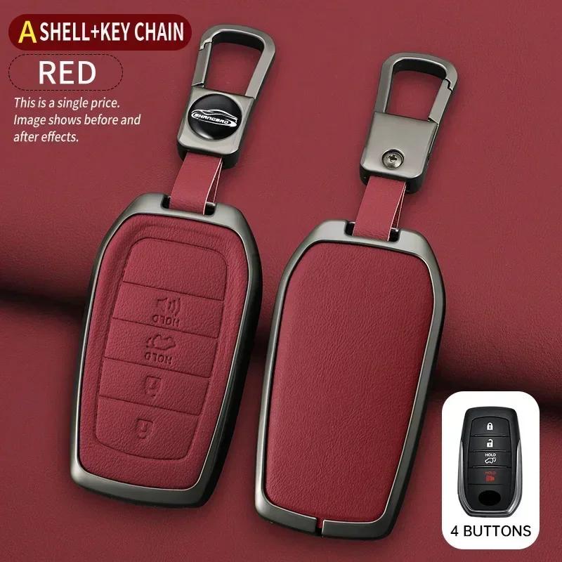

Stylish Alloy Leather Car Key Cover Protective Case Buckle For Toyota Camry Corolla Rav4 Land Cruiser Prado Crown Accessories