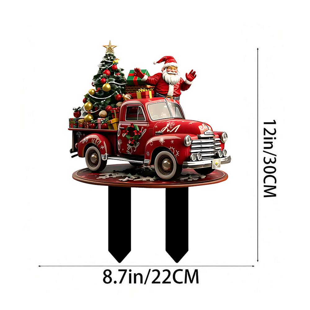 

2025 Новогодние декоративные плоские 2D колышки с рождественскими персонажами, садовые колышки, милые фигурки Санты, ландшафтный дизайн, садовое искусство, украшения красный