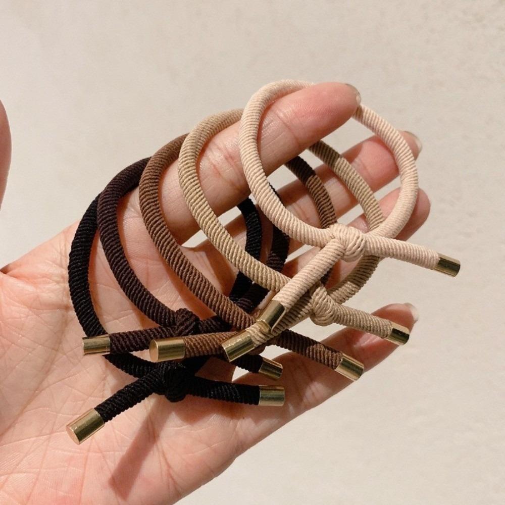 5PCS Gold Plated Elastic Hair Rubber Bands Mix Color Styling Decoration Hair Bands High Elasticity Ponytail Holder