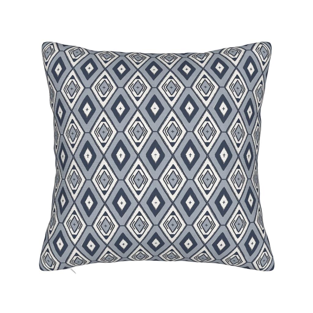 Geometric Shaped Blue Doodles Pillowcase Cushion Cover Geometric Ink Blue Throw Pillow Case Cover Home Zipper 40*40Cm