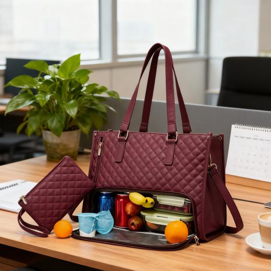 3-in-1 Tote Bag Backpack Lunch Bag Women Insulated Lunch Tote 15.6 Inch Laptop Compartment Lunch Pouch for Work Travel