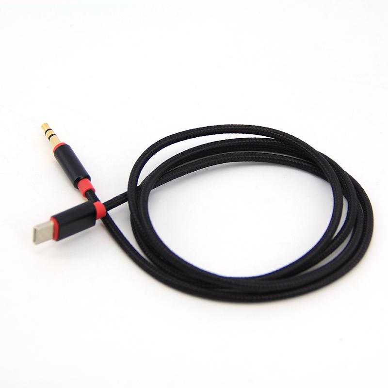 Type C male to 3.5mm 3 pole male Audio Cable Adapter Nylon For USB C Earphone Jack Aux 1M Wire For Phone Car Stereo Speaker